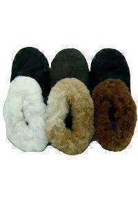 Alpaca Leather Bootie Slippers with Fur Lining