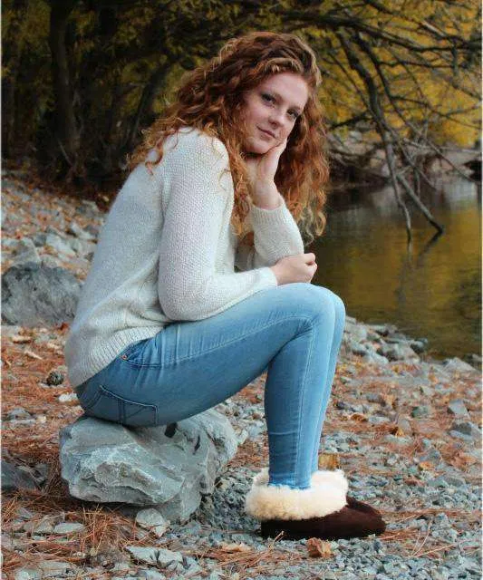 Alpaca Leather Bootie Slippers with Fur Lining