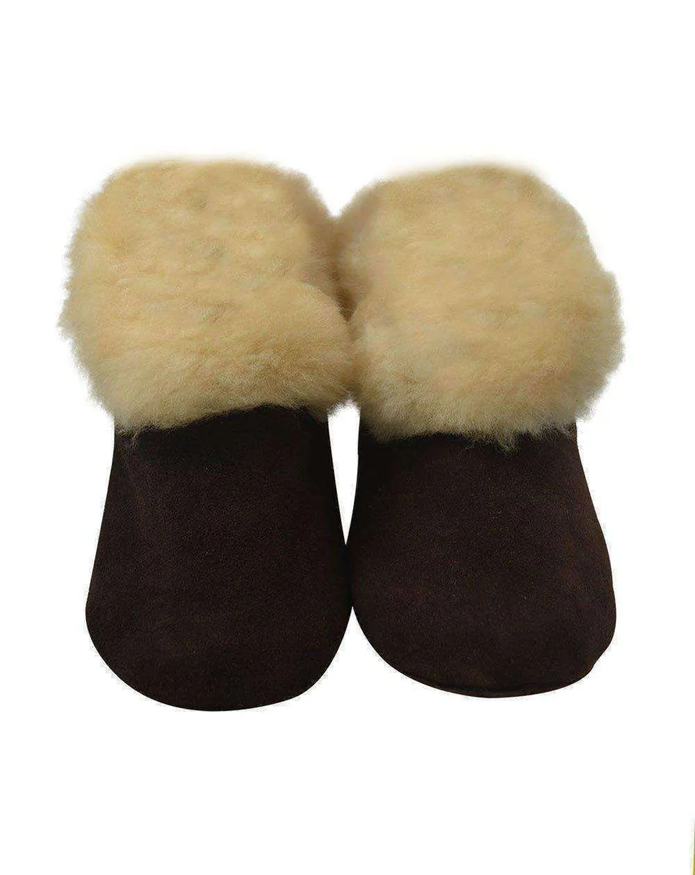 Alpaca Leather Bootie Slippers with Fur Lining