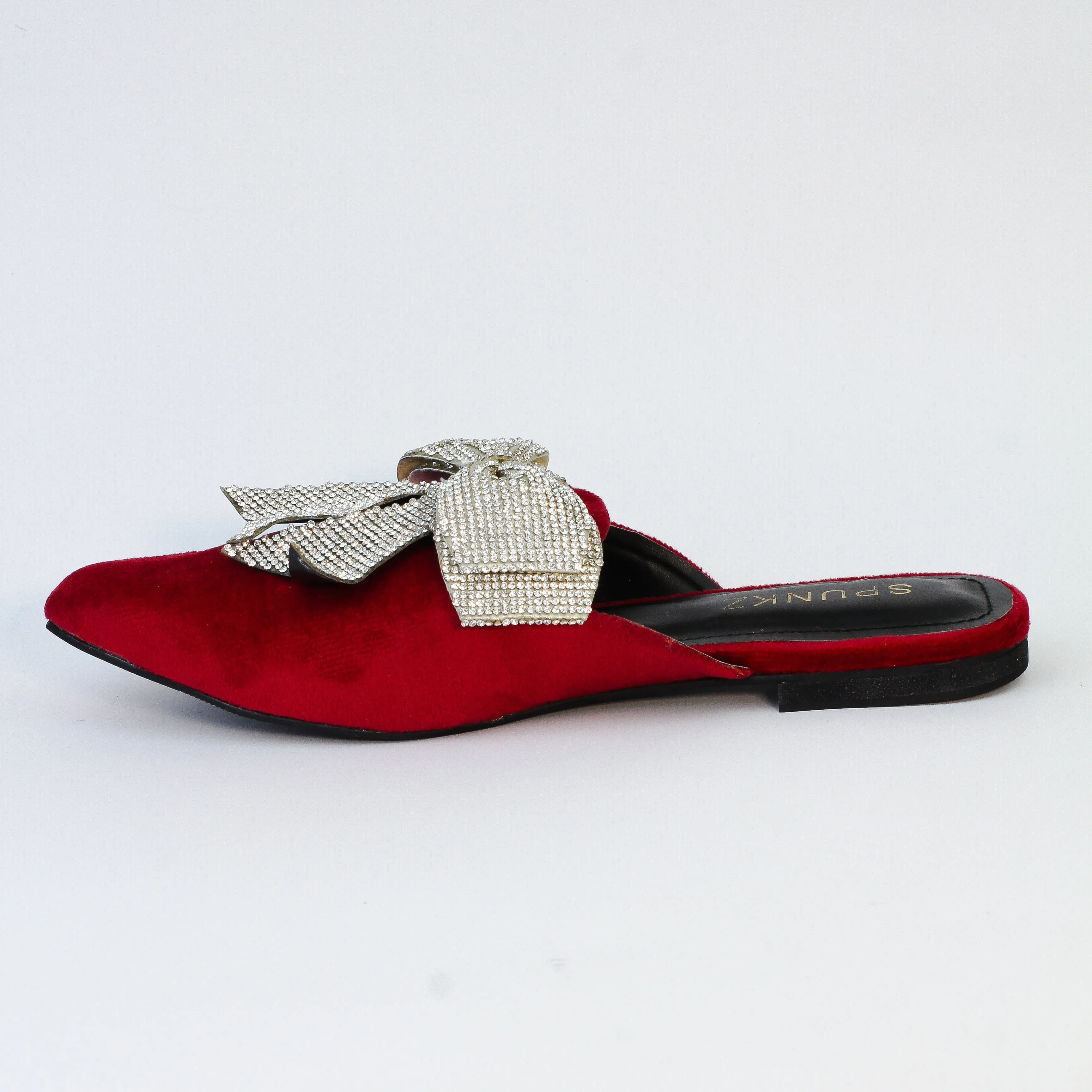 Annabel Red Open Toe Luxury Rhinestone Mules