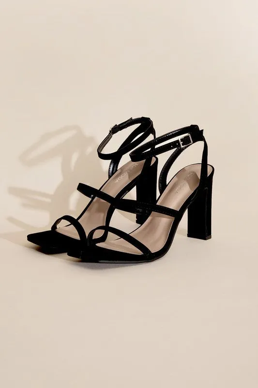 Black Silhouette Ankle Strap Heels