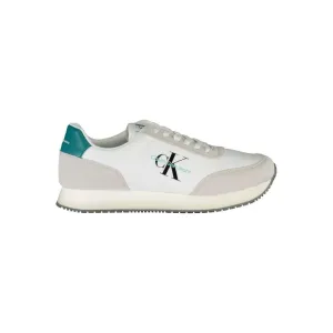 Calvin Klein Elegant White Lace-Up Sneakers with Contrasting Detail