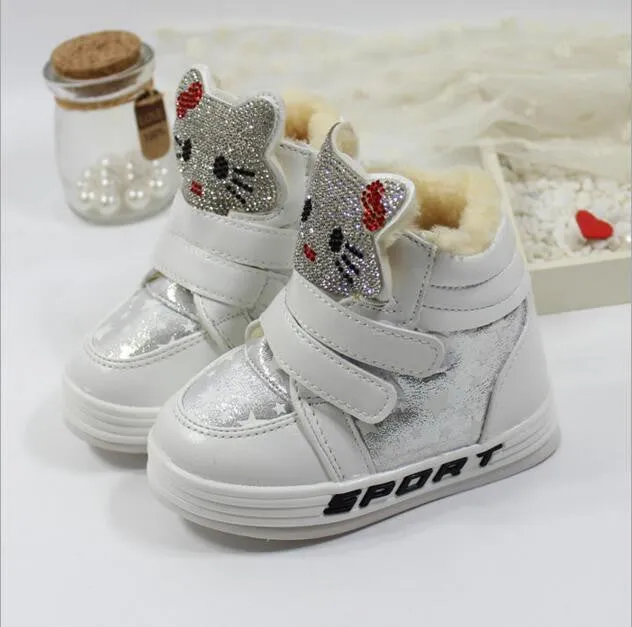 Children's winter boots new fashion 2016 Girl PU snow brand cartoon sneakers kids waterproof rubber shoes botas infantis