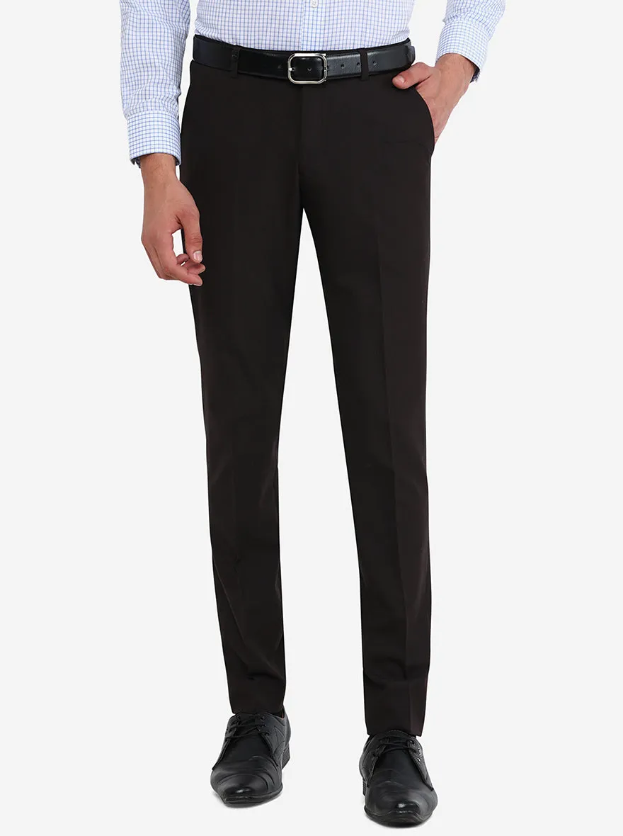 Coffee Brown Solid Super Slim Fit Formal Trouser | JB Studio