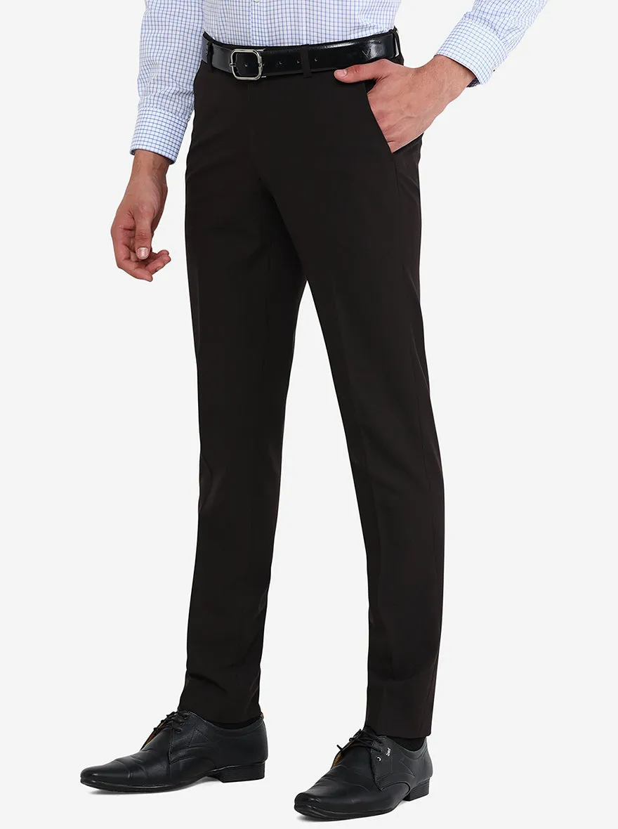 Coffee Brown Solid Super Slim Fit Formal Trouser | JB Studio