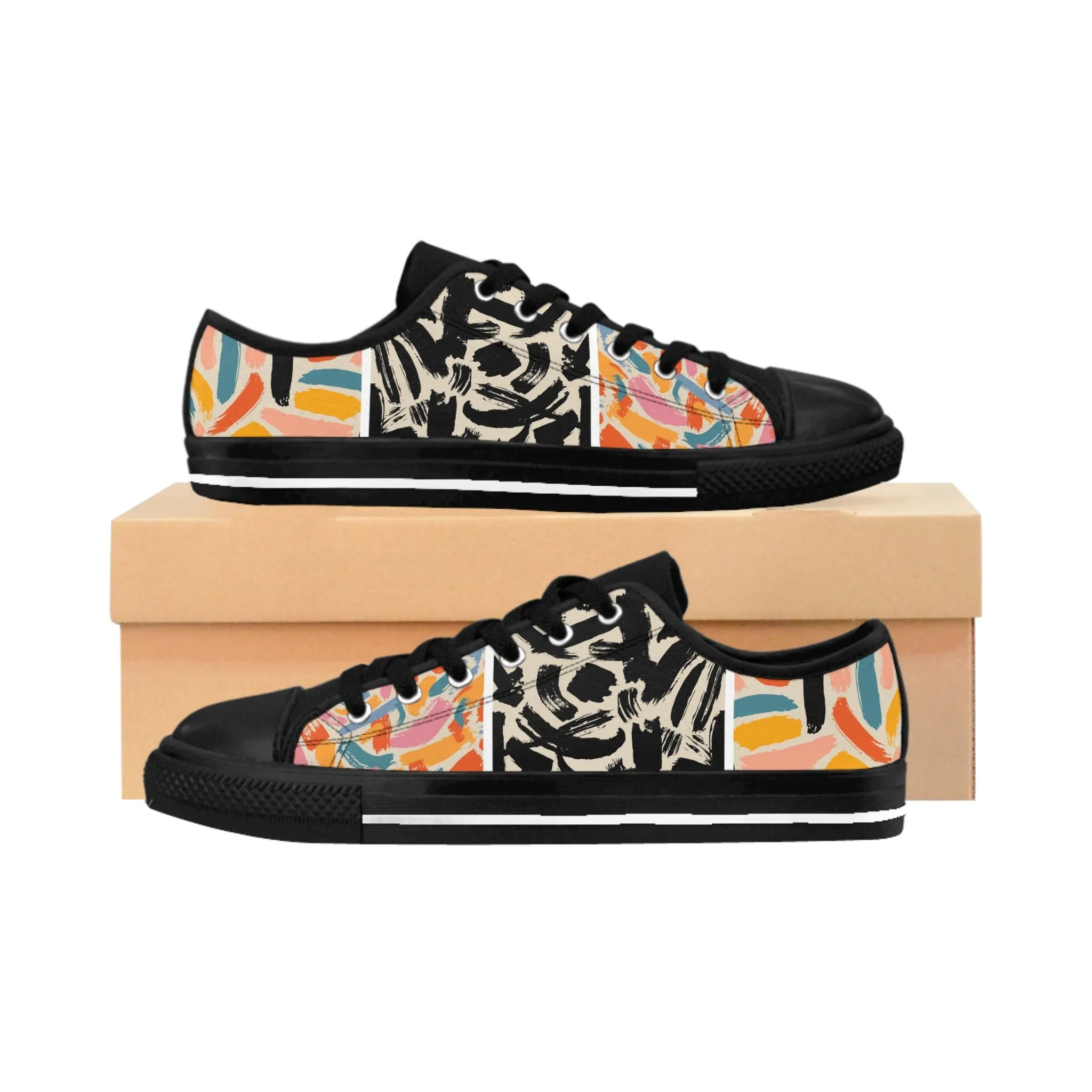 Colorful Abstract Brush Pattern Women's Sneakers