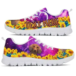 Custom Name Dachshund Sneaker, Dachshund Sunflower Galaxy Sneakers Running Shoes, Best Running Shoes