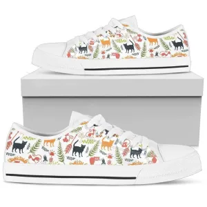 Cute Cat Lover Sneakers Low Top Shoes For Cat Enthusiasts, Cat Canvas Shoes