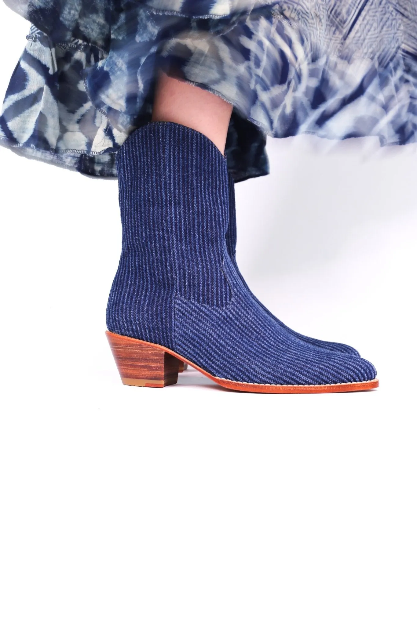 DENIM STRIPE ANKLE BOOTS TUZIA