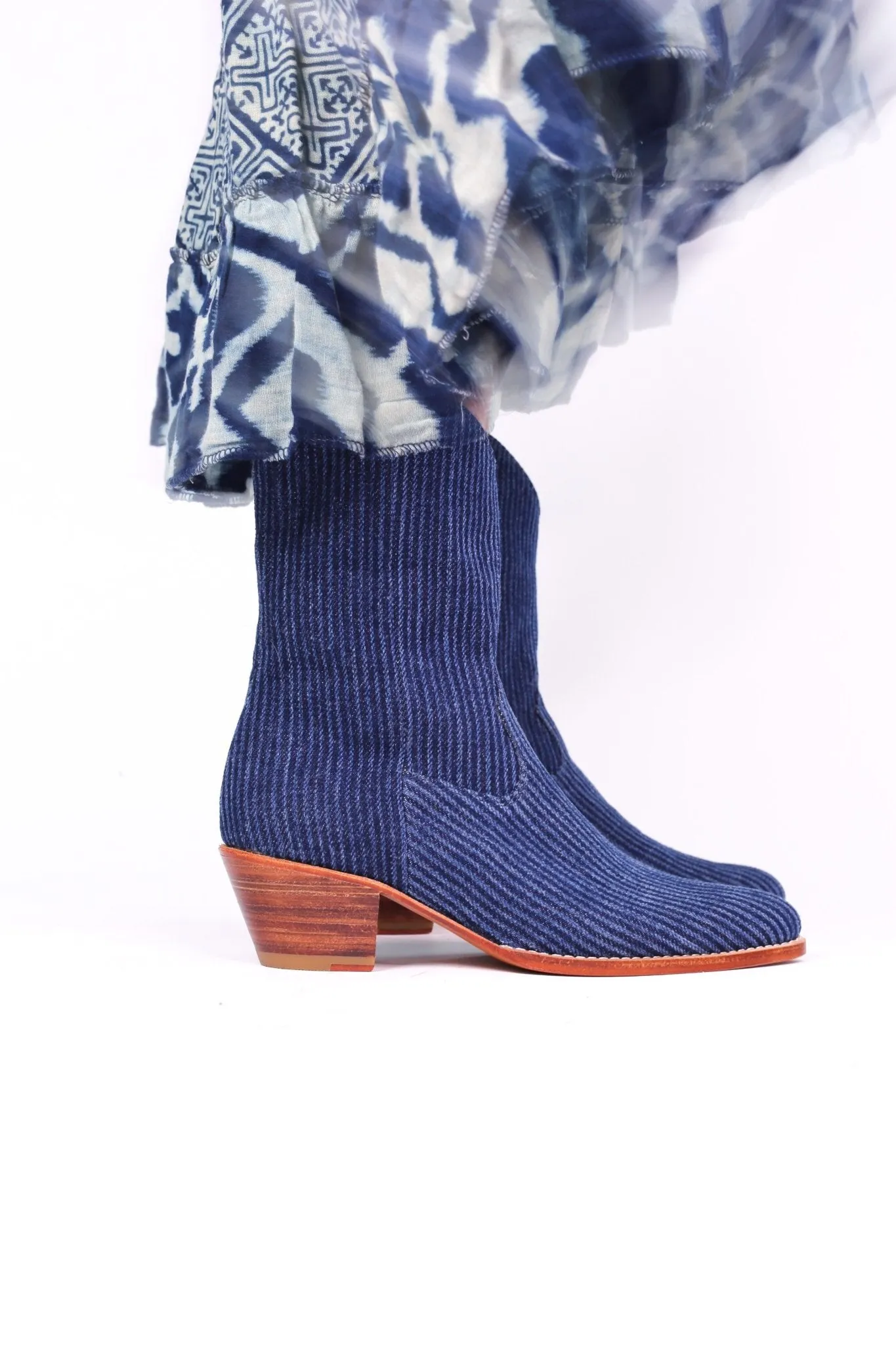 DENIM STRIPE ANKLE BOOTS TUZIA