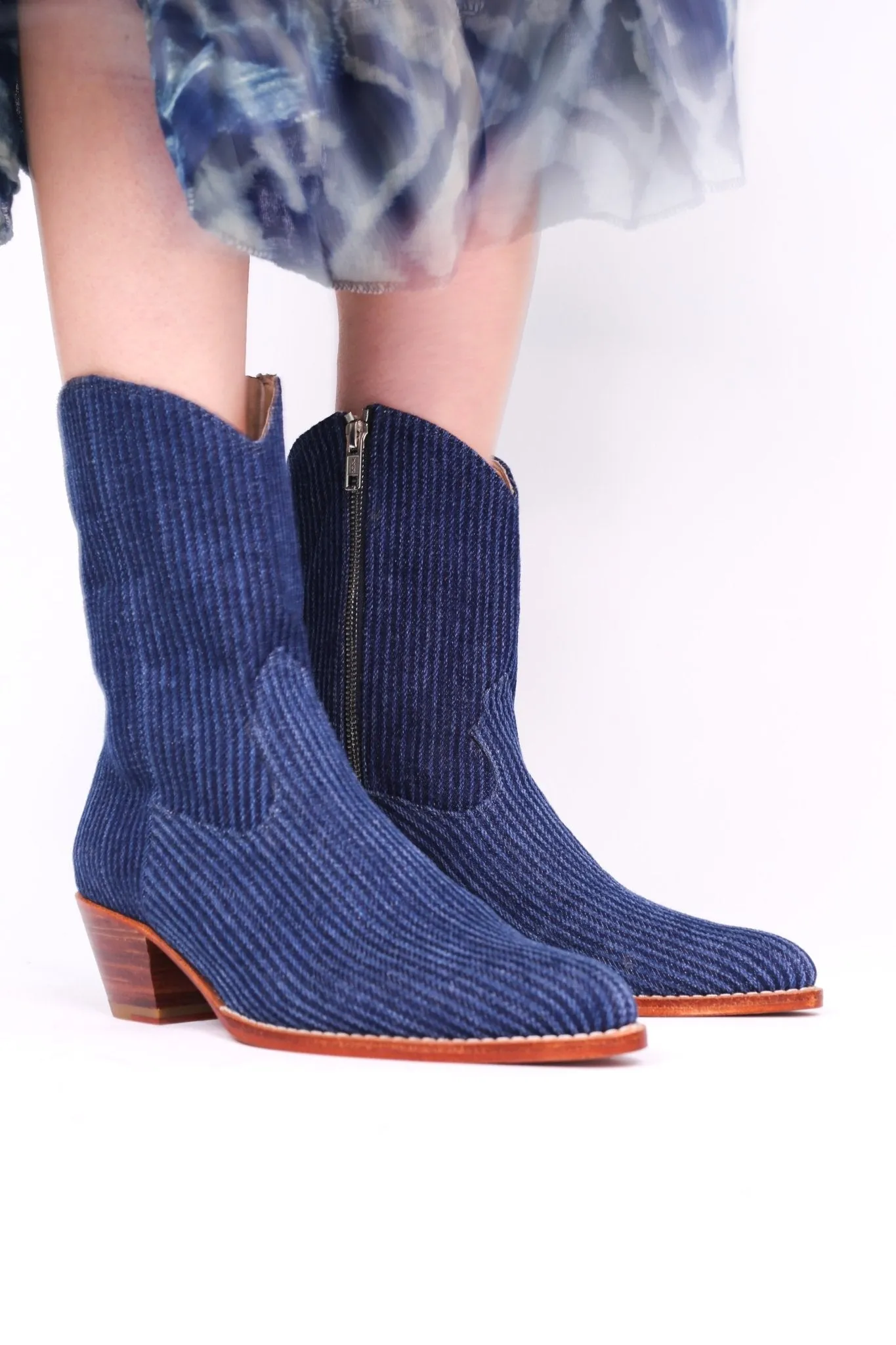 DENIM STRIPE ANKLE BOOTS TUZIA