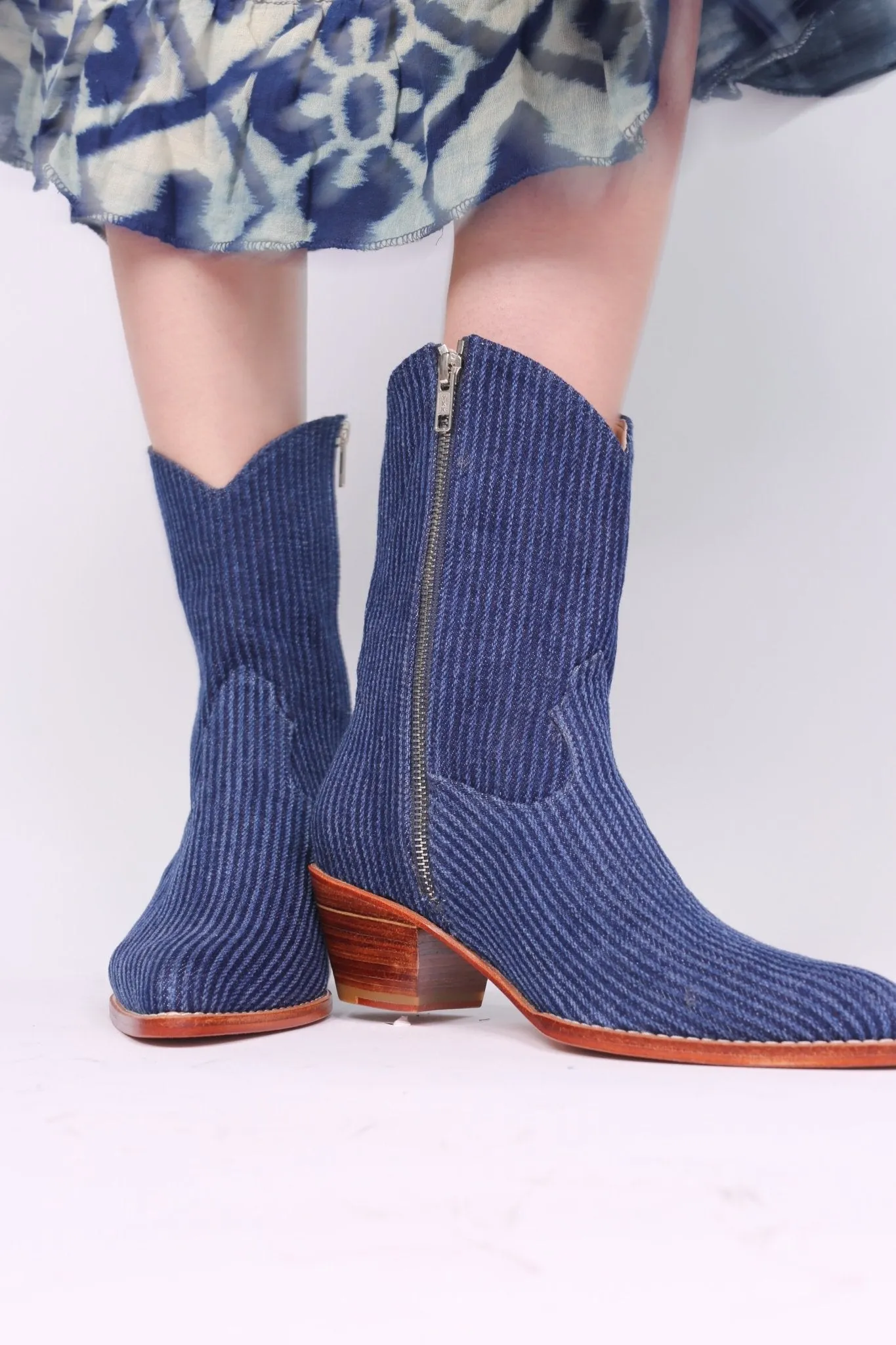 DENIM STRIPE ANKLE BOOTS TUZIA