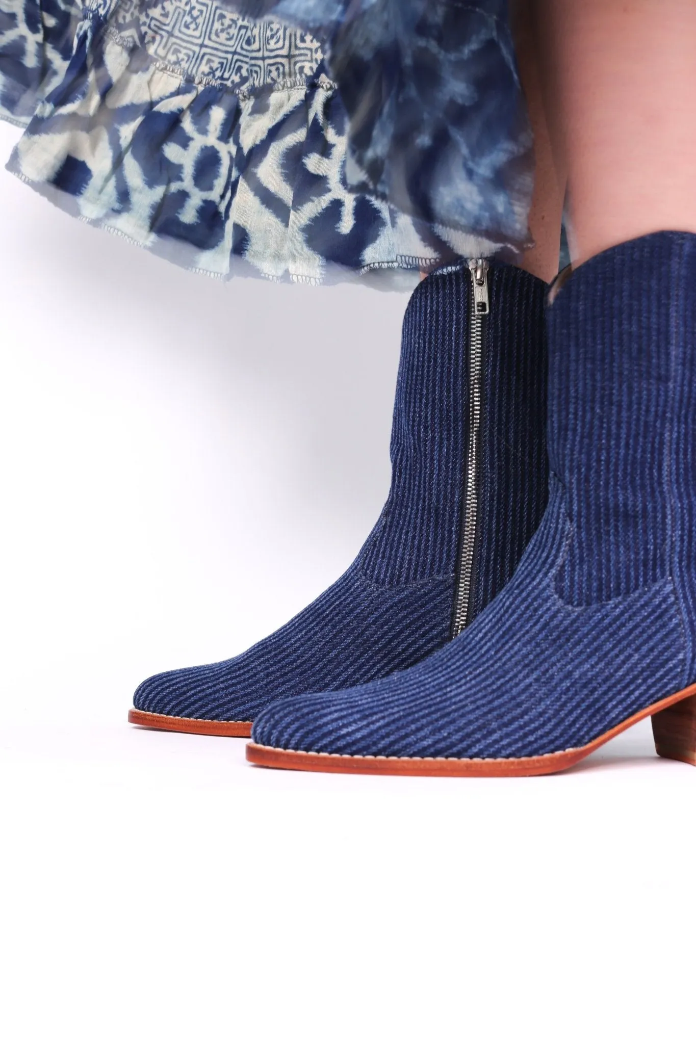 DENIM STRIPE ANKLE BOOTS TUZIA