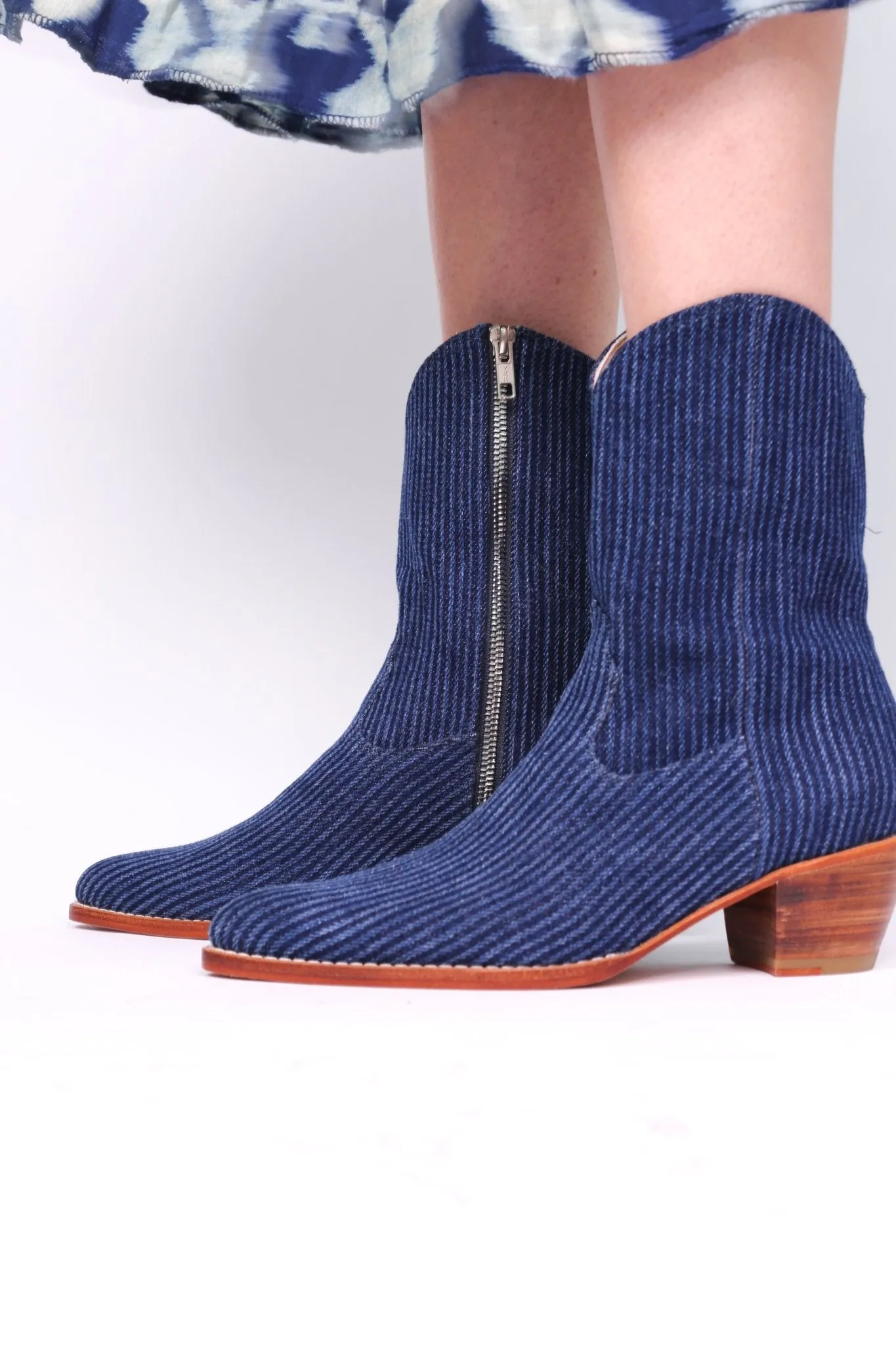 DENIM STRIPE ANKLE BOOTS TUZIA