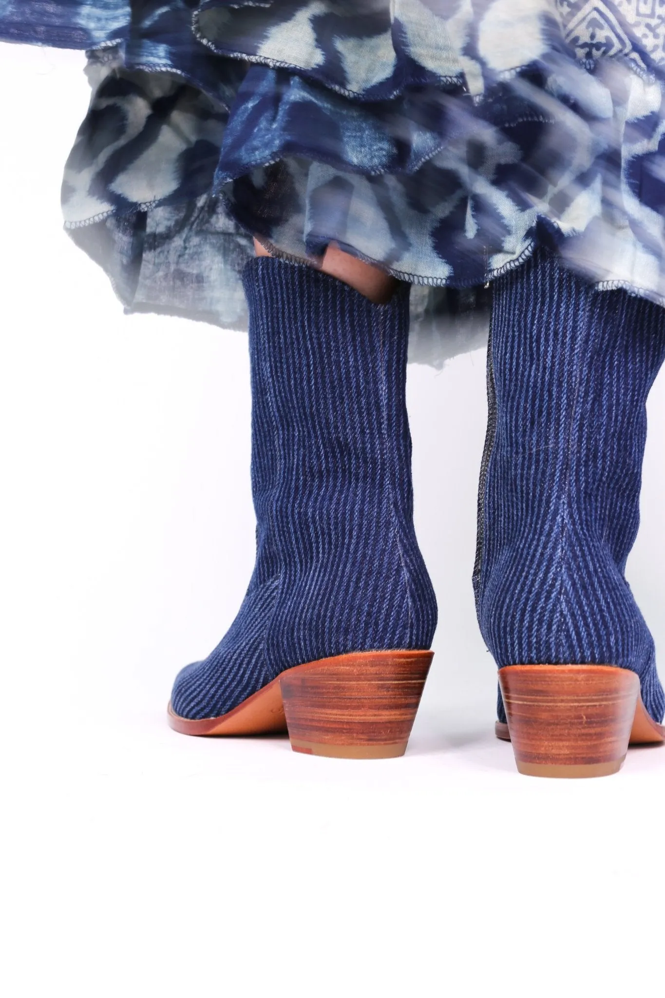 DENIM STRIPE ANKLE BOOTS TUZIA