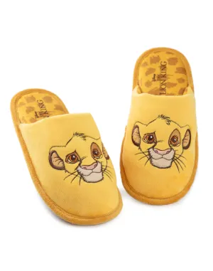 Disney The Lion King Womens Simba Yellow Mule Slippers