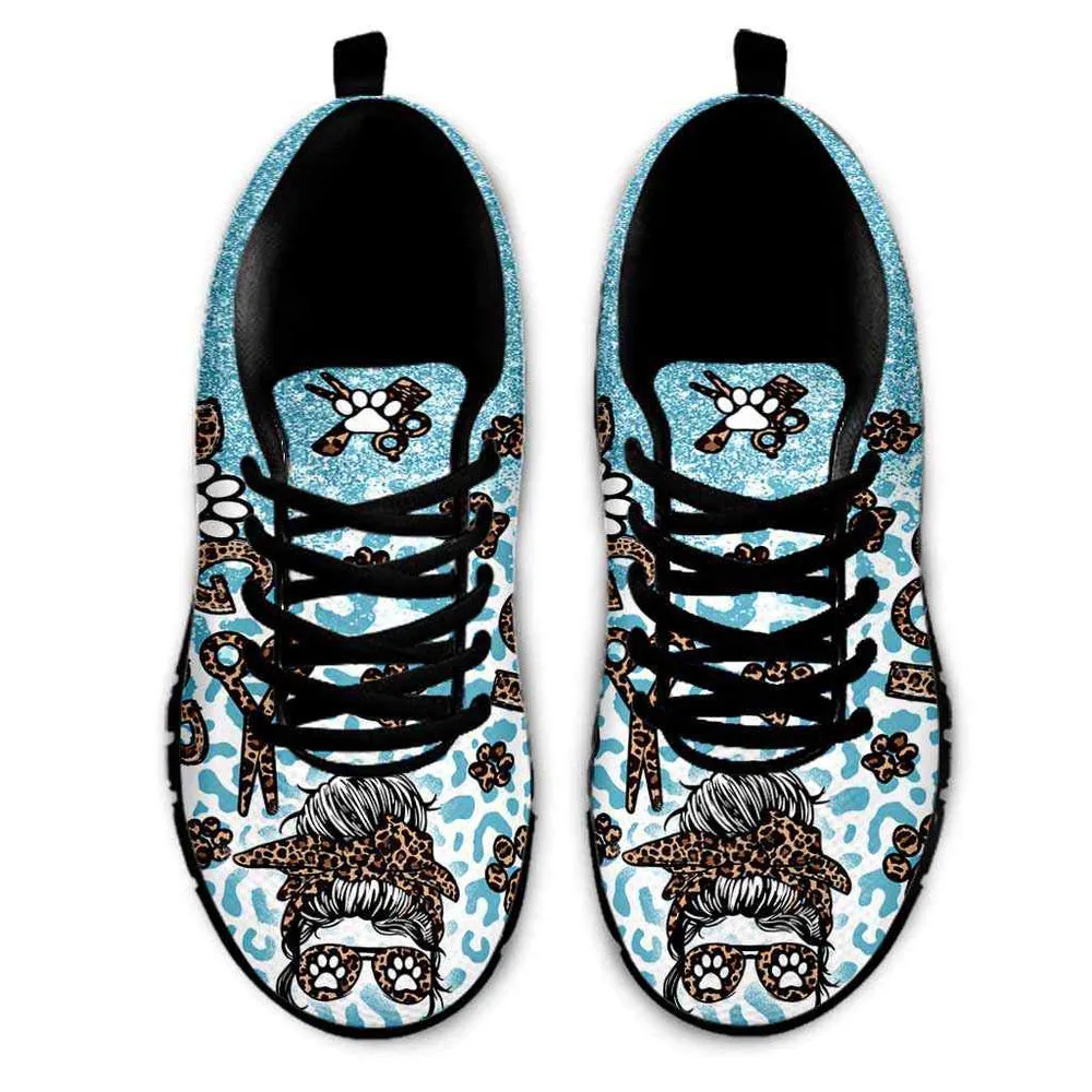 Dog Groomer Sneaker, Dog Groomer Teal Leopard Love Sneakers Shoes, Best Running Shoes, Unique Gifts For Dog Lovers