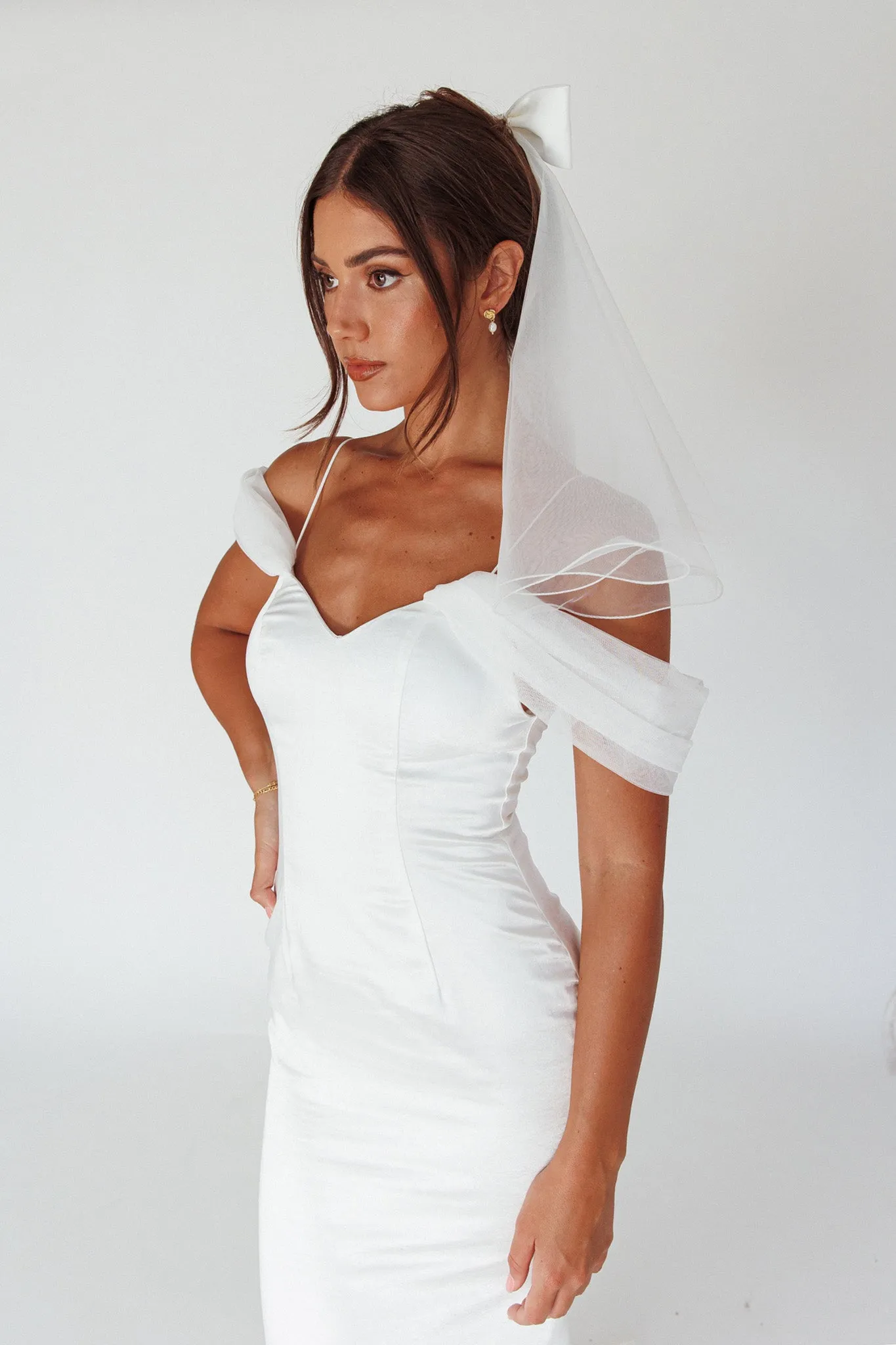 Florence Bow Bridal Veil White