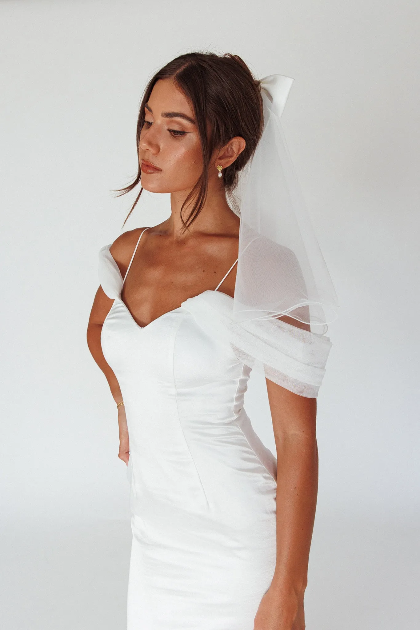 Florence Bow Bridal Veil White