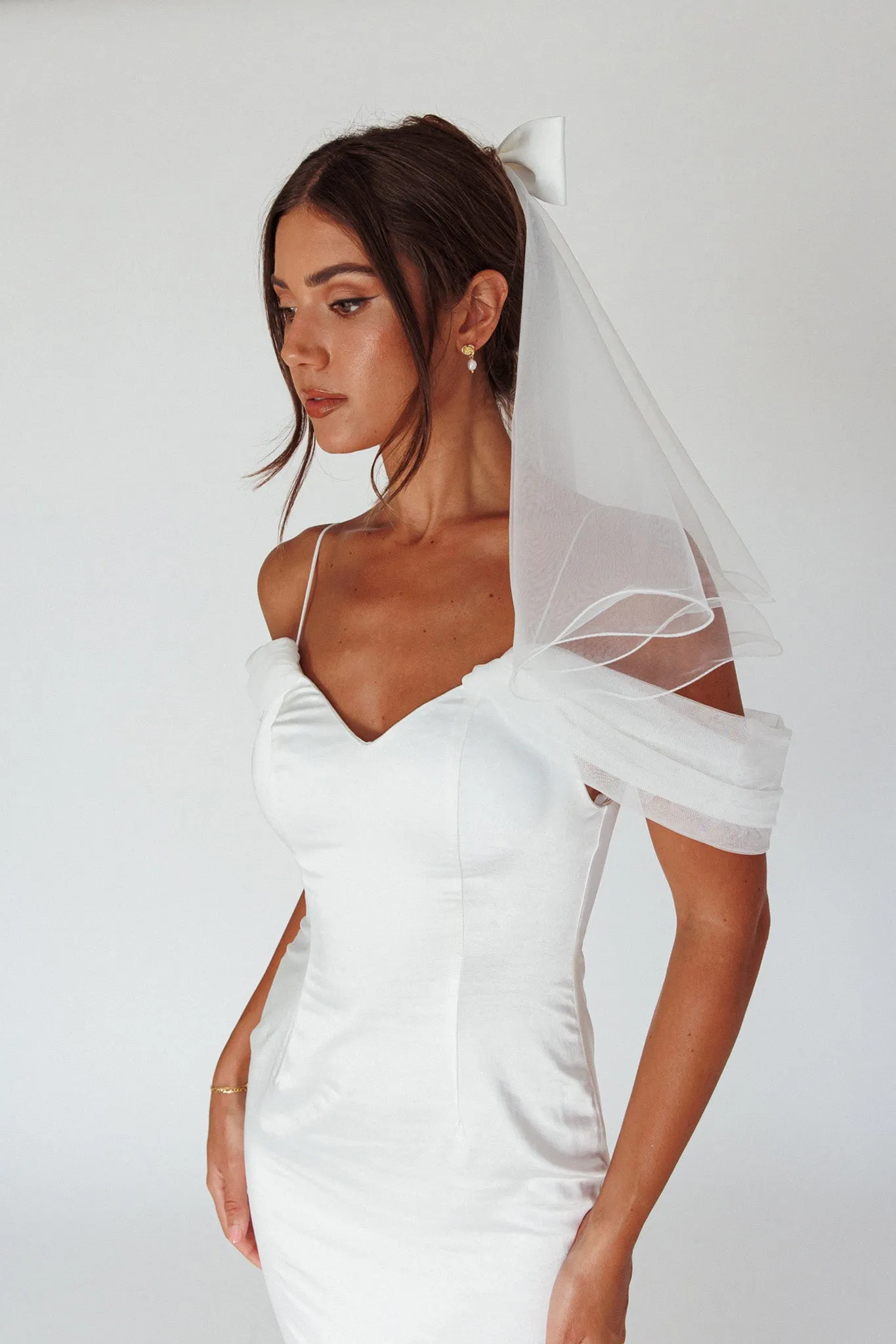 Florence Bow Bridal Veil White