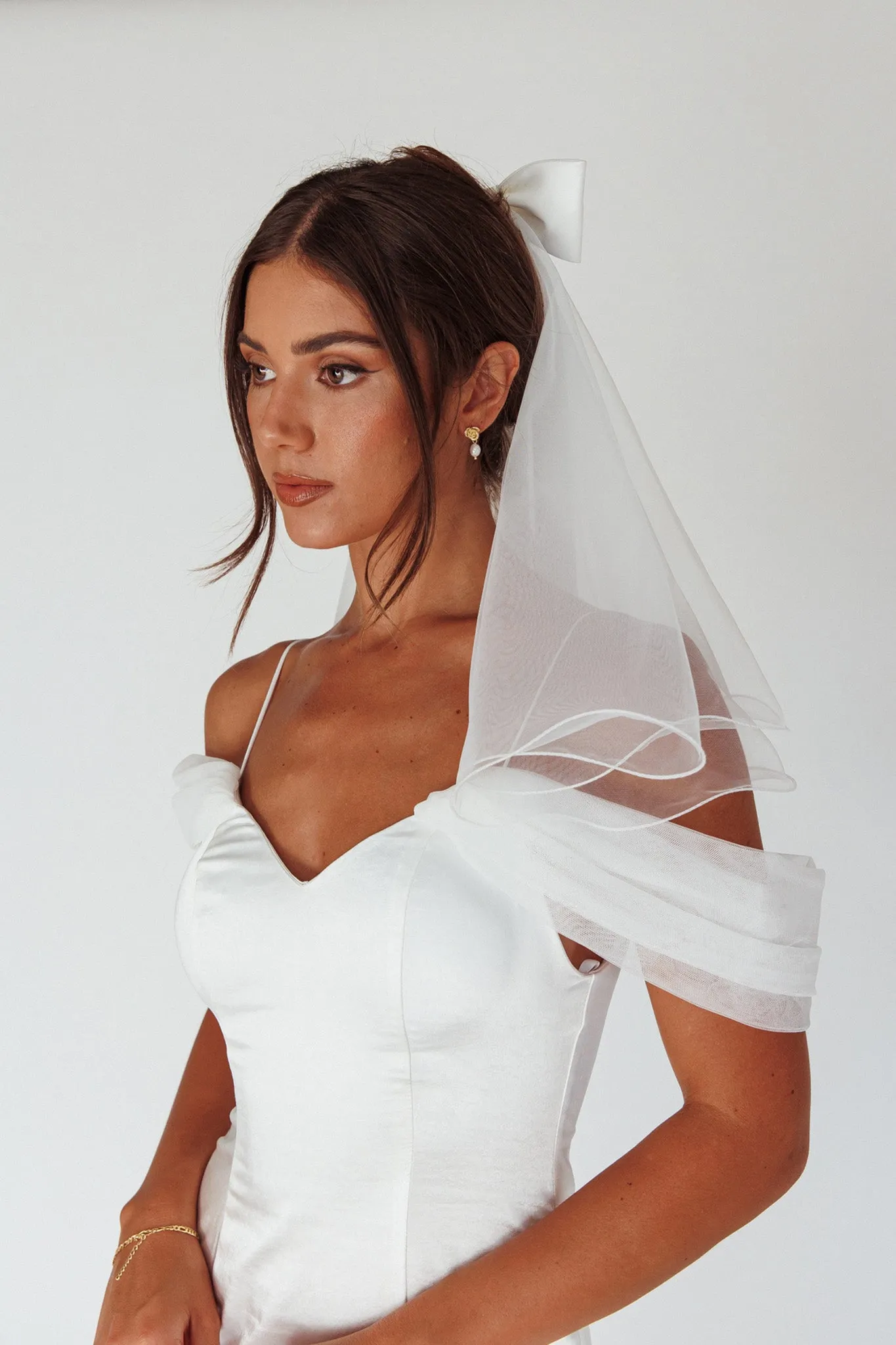 Florence Bow Bridal Veil White