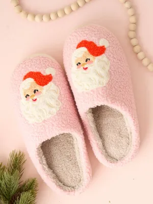 Fuzzy Holiday Slippers - Santa