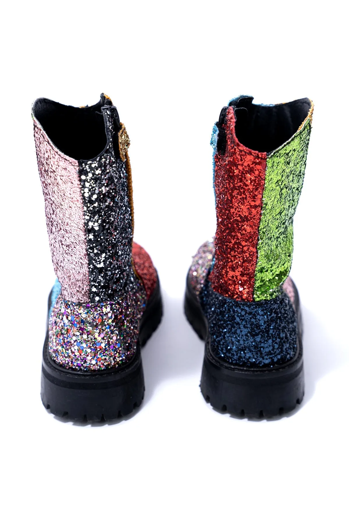 GLITTER LEATHER ANKLE BOOTS