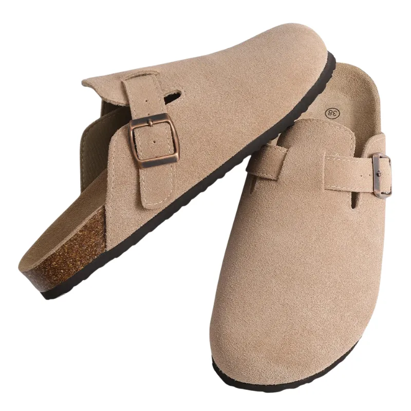 GRW Orthopedic Sandals Women’s Suede Mules Slippers Cork With Arch Support