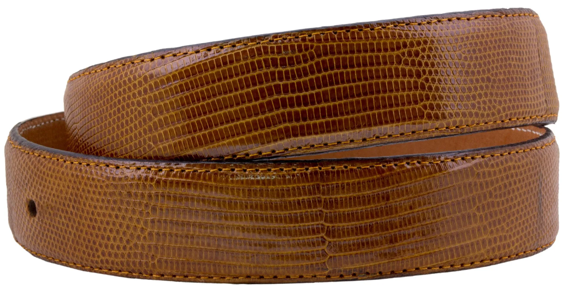 Kids Honey Brown Western Cowboy Belt Teju Lizard Skin - Rodeo Buckle