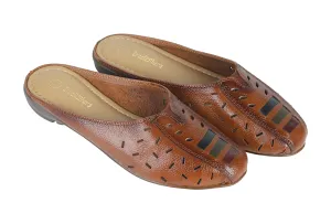 Ladies Leather flat Mules Cut 999520