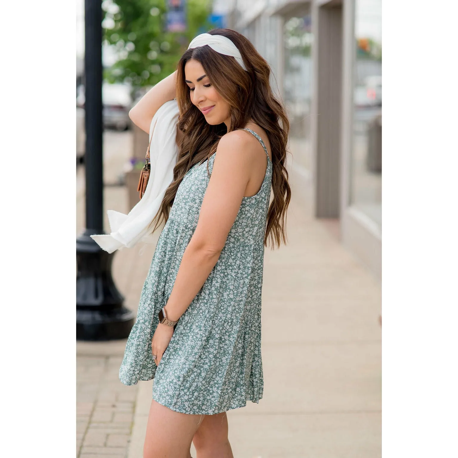 Micro Blooms Tiered Tank Dress