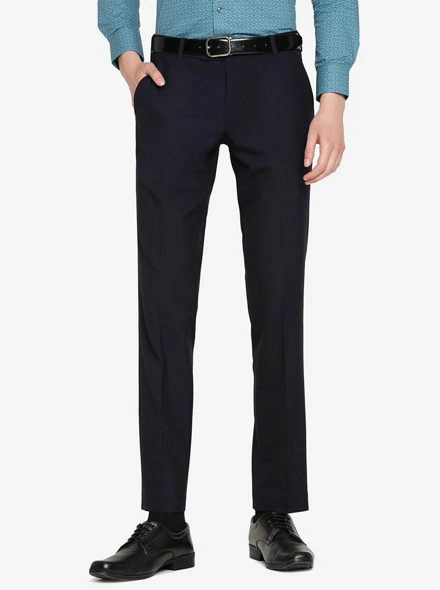 Navy Blue   Solid Super Slim Fit Formal Trouser | JadeBlue