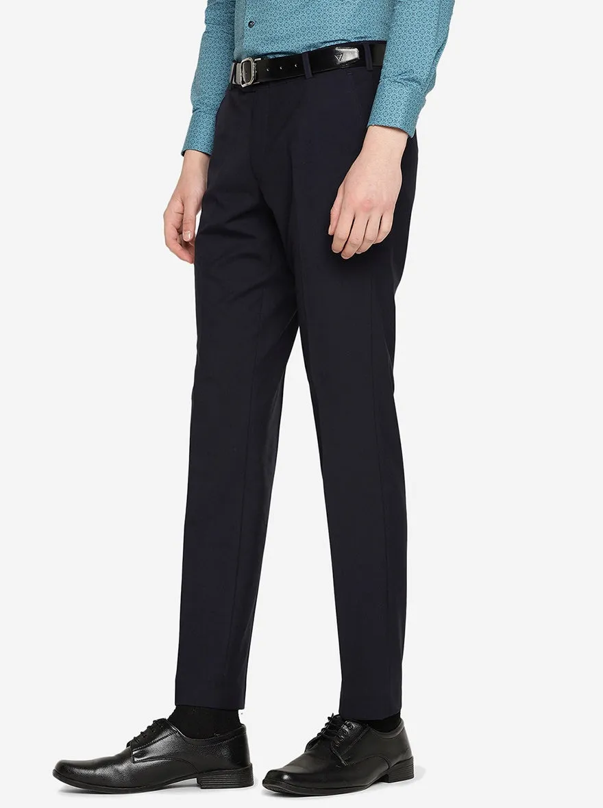 Navy Blue   Solid Super Slim Fit Formal Trouser | JadeBlue