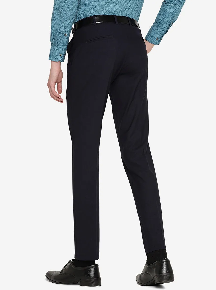 Navy Blue   Solid Super Slim Fit Formal Trouser | JadeBlue