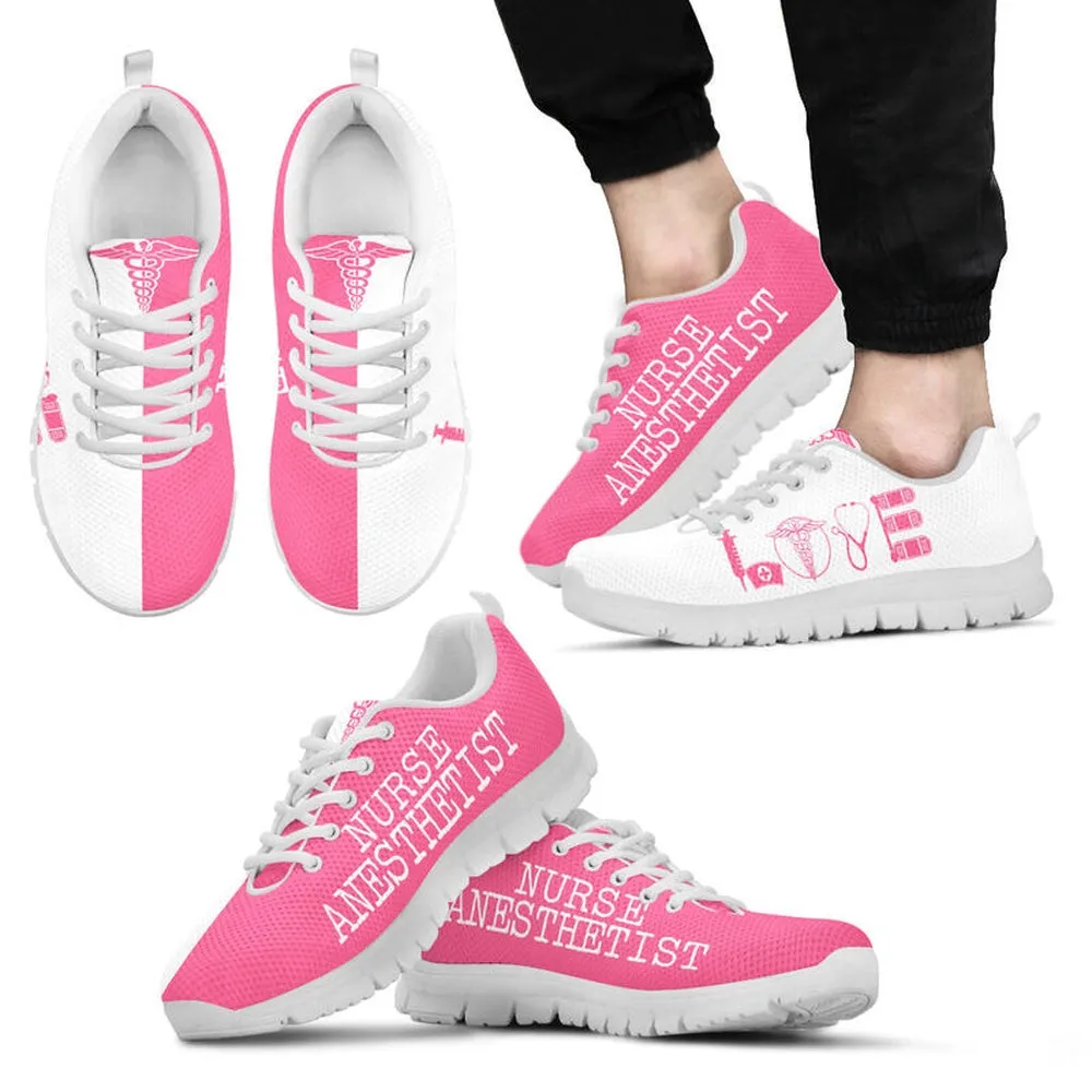 Nurse Sneaker, Nurse Anesthetist Love Pink White Sneakers, Best Shoes For Nurses