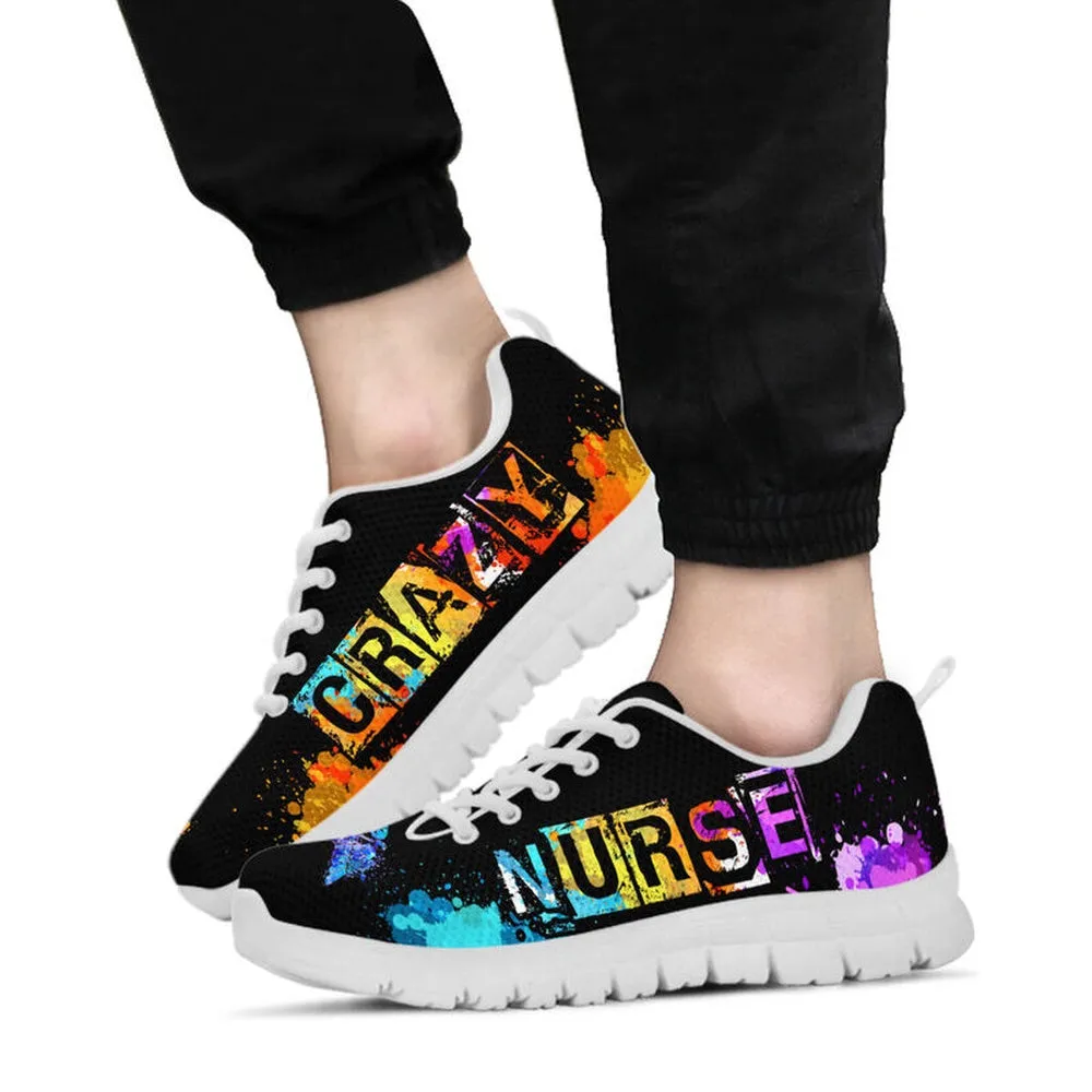 Nurse Sneaker, Nurse Crazy Watercolors Sneakers Shoes, Best Shoes For Nurses