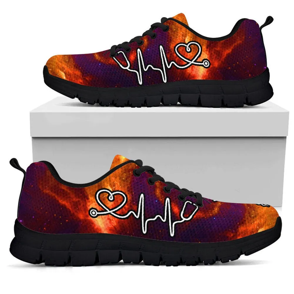 Nurse Sneaker, Nurse Galaxy Orange Purple Sneakers, Best Shoes For Nurses