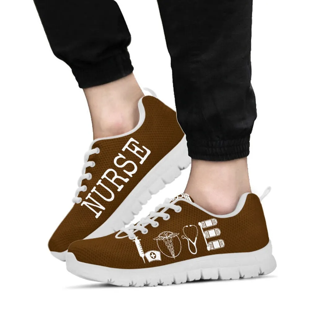 Nurse Sneaker, Nurse Love Brown Soil Sneakers Shoes, Best Shoes For Nurses