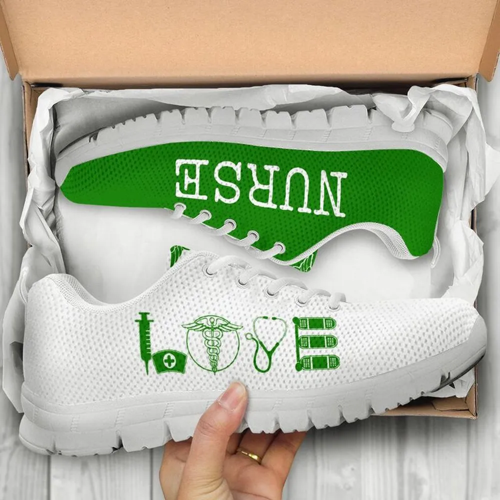 Nurse Sneaker, Nurse Love Green White Sneakers S, Best Shoes For Nurses