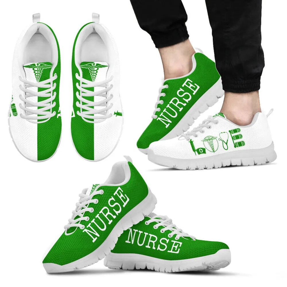 Nurse Sneaker, Nurse Love Green White Sneakers S, Best Shoes For Nurses