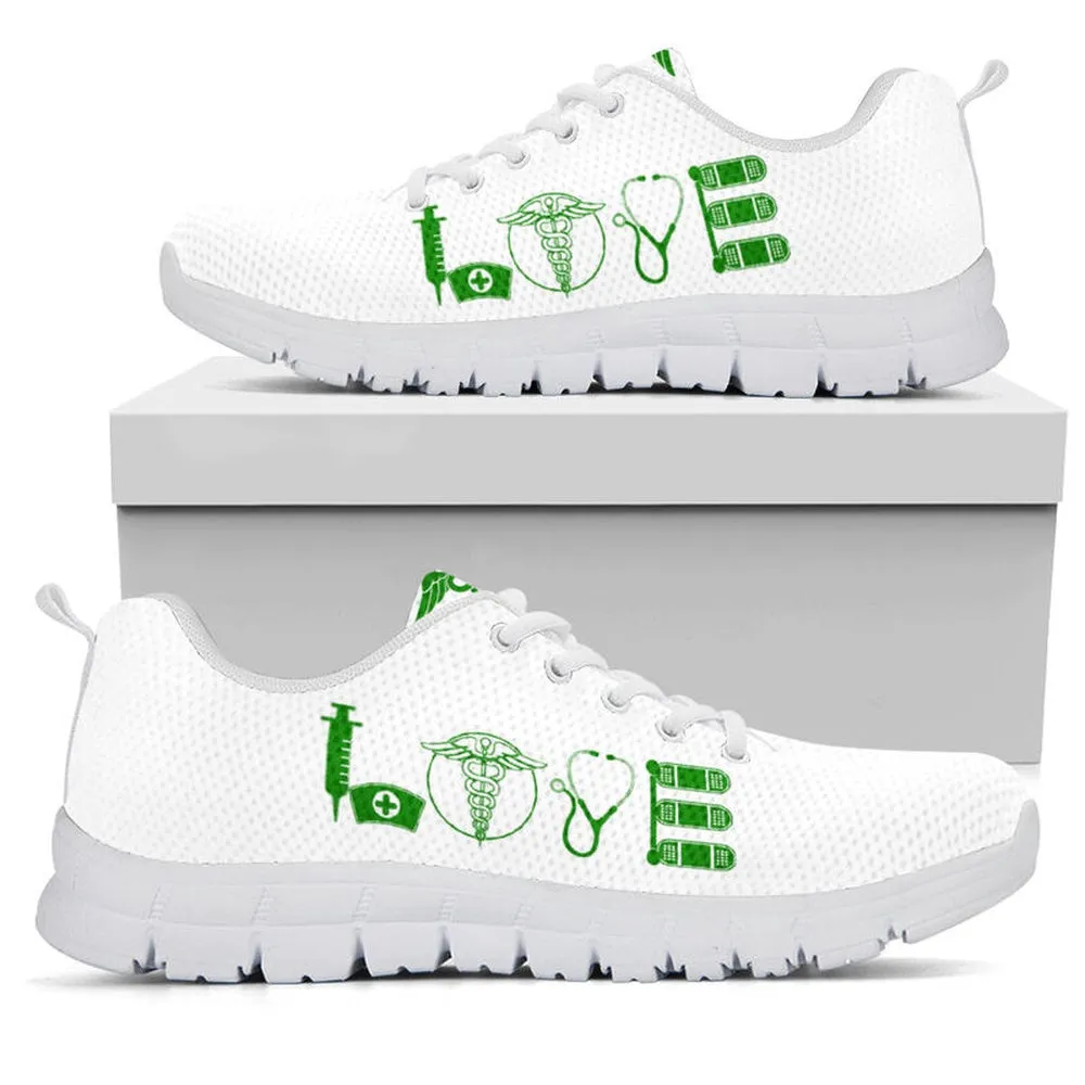 Nurse Sneaker, Nurse Love Green White Sneakers S, Best Shoes For Nurses