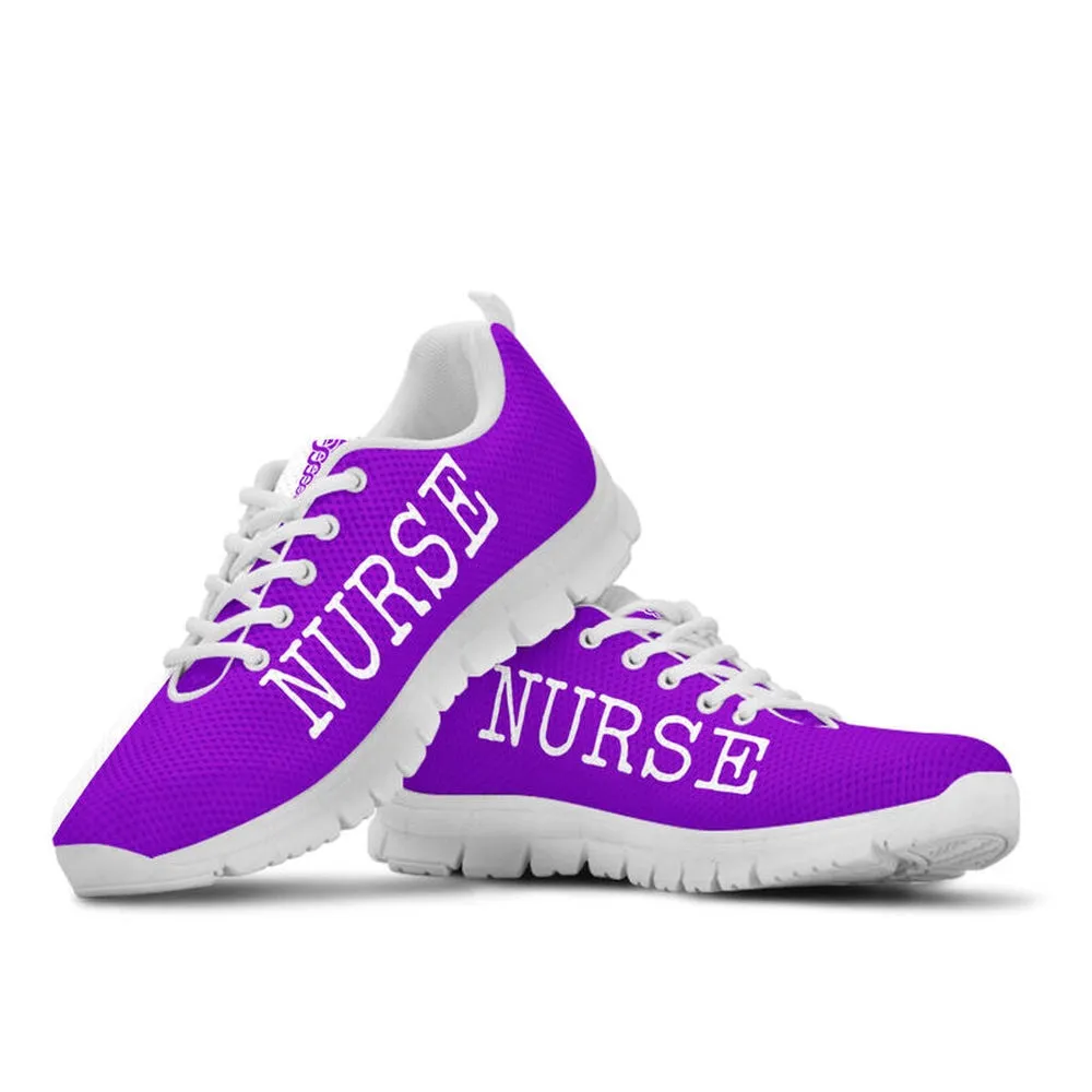 Nurse Sneaker, Nurse Love Purple White Sneakers Shoes, Best Shoes For Nurses