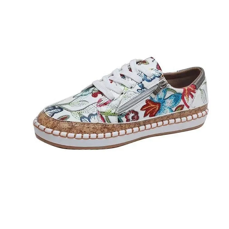 OCW Elegant Women Floral Print Sneakers Comfortable Walking Shoes