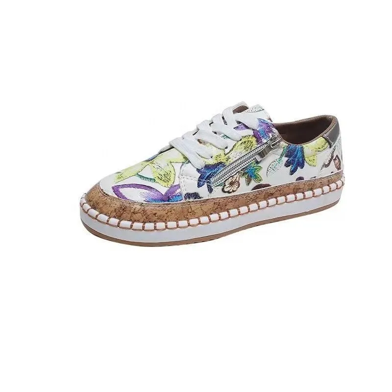 OCW Elegant Women Floral Print Sneakers Comfortable Walking Shoes