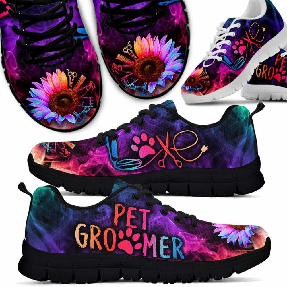 Pet Grooming Sunflower Smoke Sneakers Shoes, Dog Print Shoes, Best Running Shoes, Unique Gifts For Dog Lovers