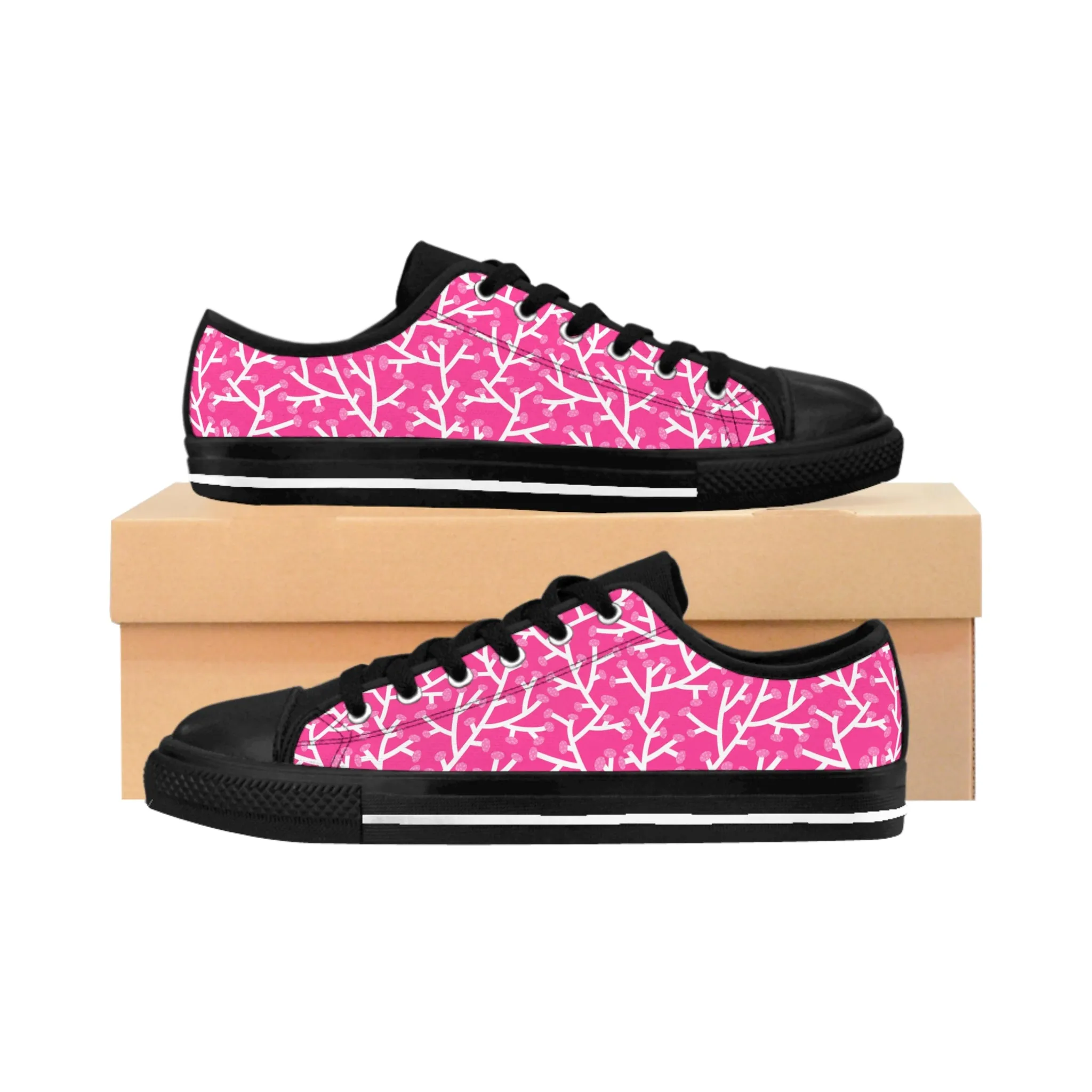 Pink Halloween Mushrooms Women's Sneakers