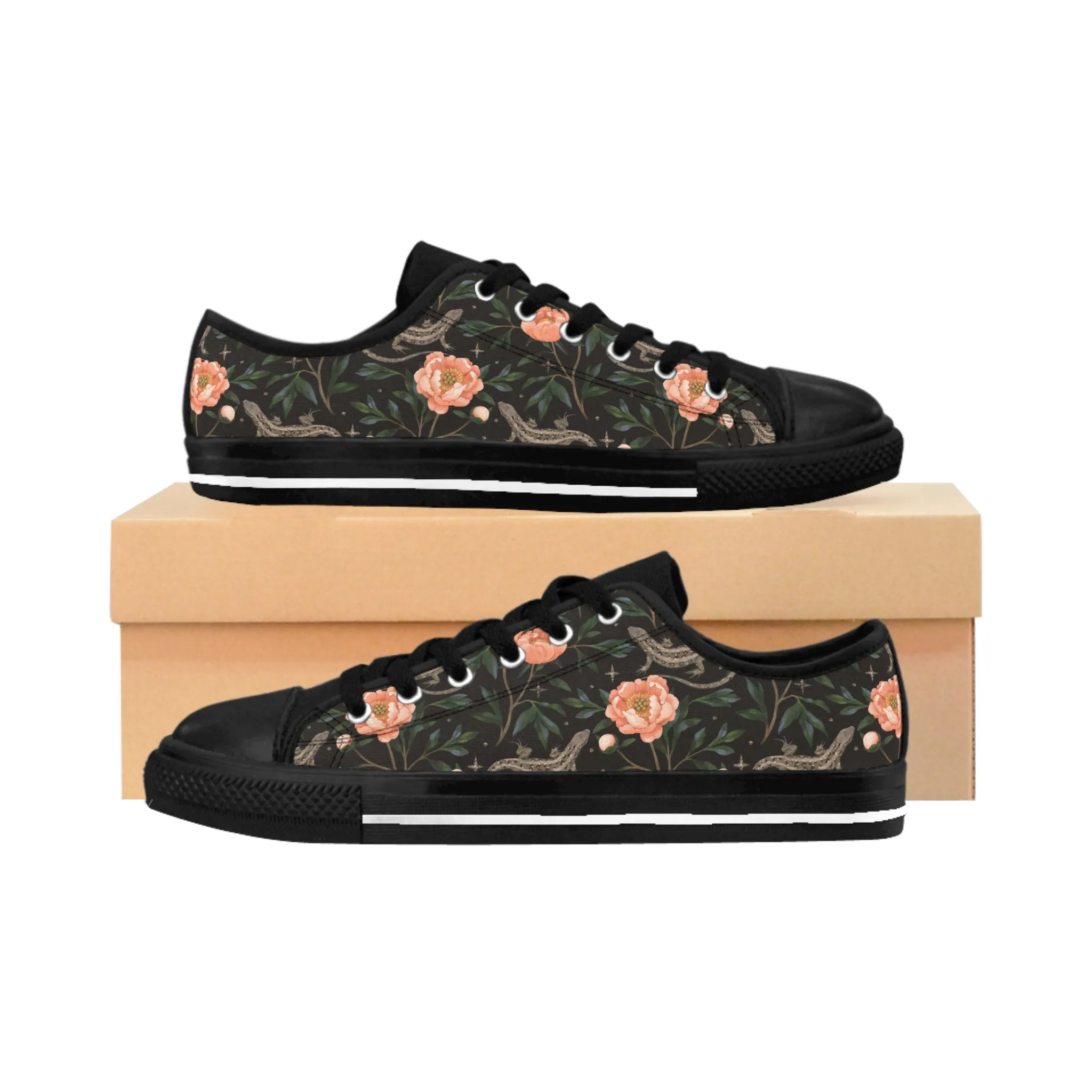 Pink Rose and Lizards Women's Sneakers