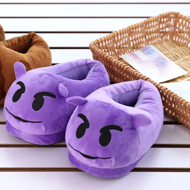 Purple Plush Character Slippers for Women