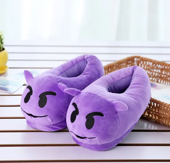 Purple Plush Character Slippers for Women