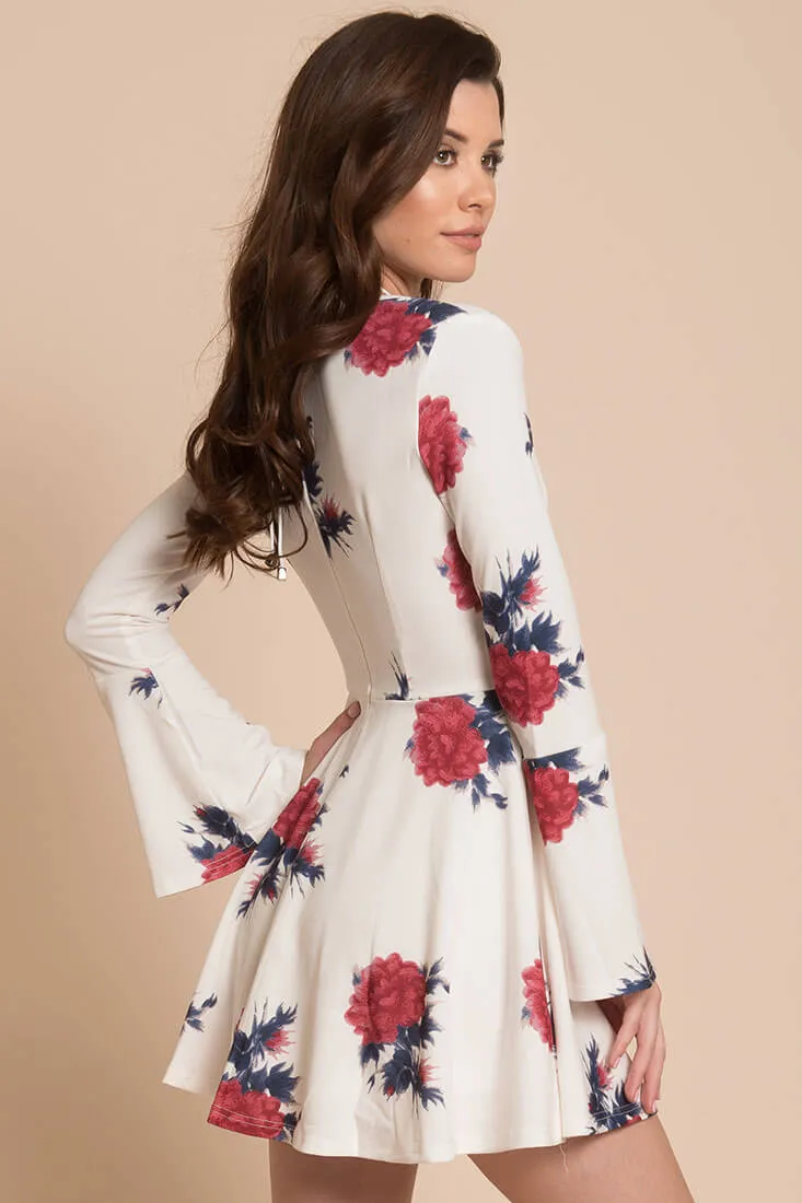 Quinn Floral Fit and Flare Dress White